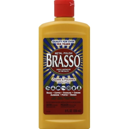 Brasso Metal Polish, 8oz Bottle for Brass, Copper, Stainless, Chrome, Aluminum, Pewter &
