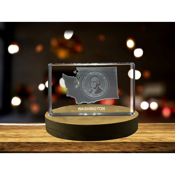 Washington State 3D Engraved Crystal 3D Engraved Crystal Keepsake/Gift/Decor/Collectible/Souvenir