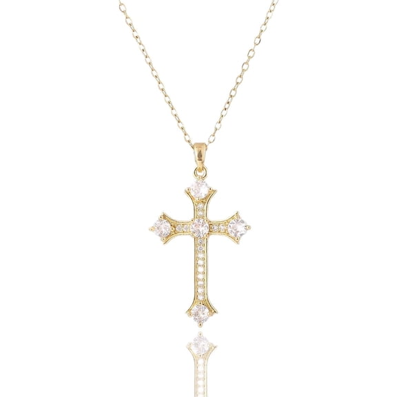Cross Necklace for Women 14K Gold Plated Cross Pendant Necklace Jewelry[c584]