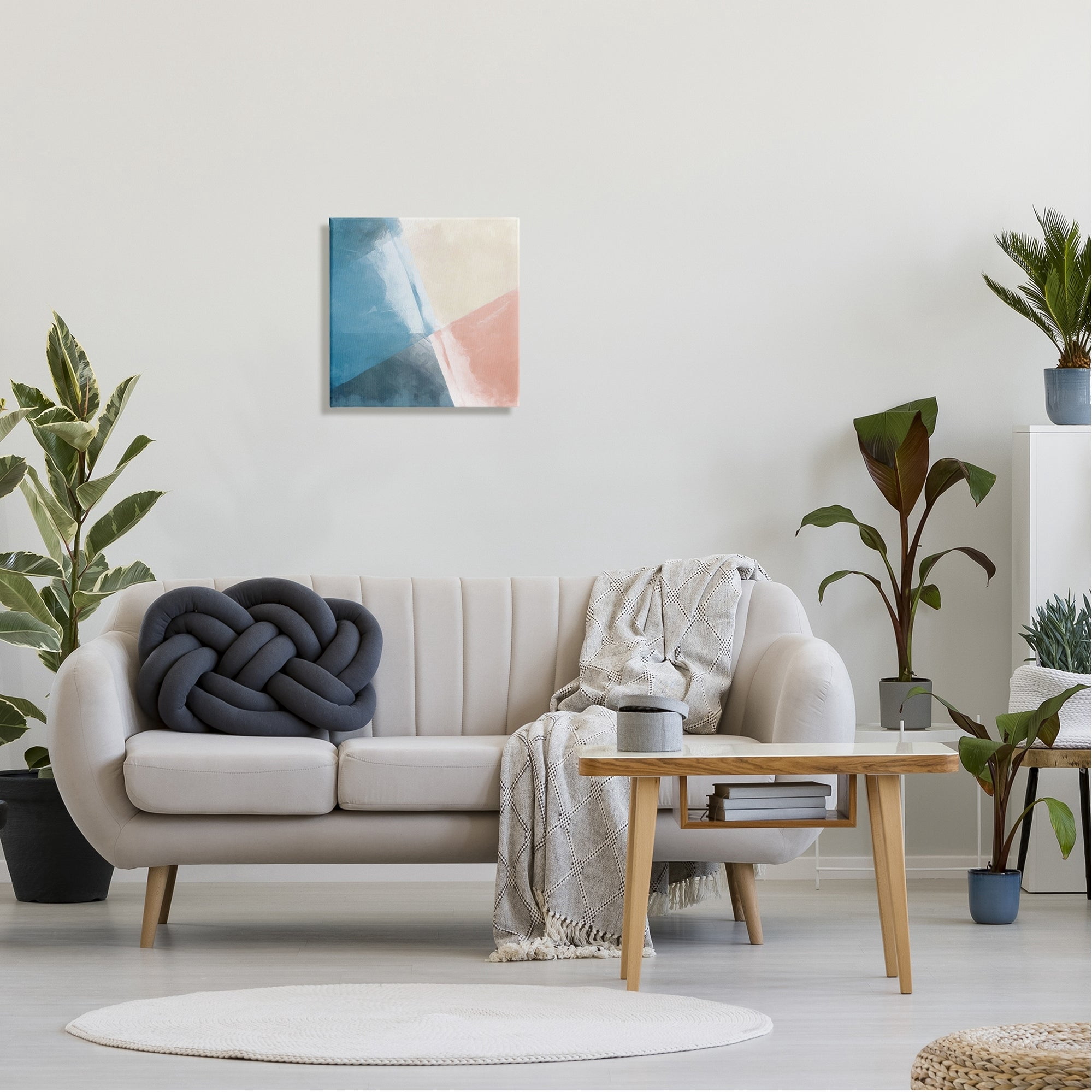 Stupell Industries Modern Angled Shapes Pale Pink Blue Design Painting Gallery Wrapped Canvas Print Wall Art, Design by Graffitee Studios