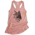 thumbnail image 1 of Hipster Cat Tank Top, Ladies Racerback Tank Top, Cat Lover Tank, Cat Glasses Tank, Nerd Tank, Cat Mom Tank, Desert Pink, Large, 1 of 3