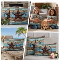 thumbnail image 5 of Texas Star Outdoor Waterproof Pillow Covers, Blue Brown Stars Retro Wooden Country Vintage Decorative Square Throw Pillowcase Sofa Cushion Sham for Patio/Couch/Chair, 24"x24" 2 Pack, 5 of 8