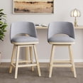 thumbnail image 3 of Dextrus Swivel 26" Counter Stool, Rubber Wood Bar Stool with Full Black, Gray, 3 of 9