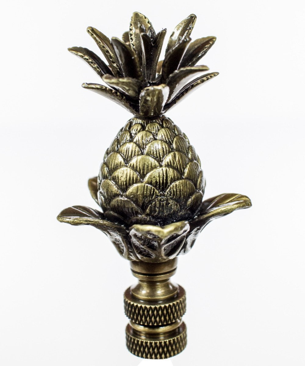 Pineapple Lamp Finial Antique Brass Metal 3"h