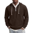 thumbnail image 4 of SYwaren Men's Quarter Zip Corduroy Hoodie Pullover Sweatshirt Solid Color Kangaroo Pocket Casual Outdoor, 4 of 8