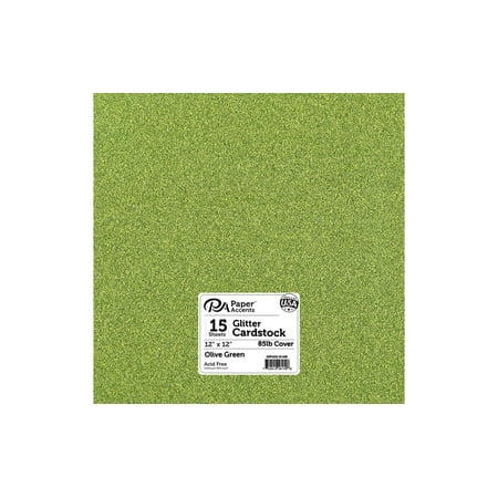 UPC: 0740512161706 | Paper Accents Glitter Cardstock 12 x 12  85lb 15pc Olive Green