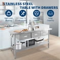thumbnail image 4 of Table de Travail en Acier Inoxydable avec 3 Tiroirs de Rangement, Table de Préparation Commerciale Intérieure Extérieure avec Tablette Inférieure Réglable pour la Maison, Restaurant Cuisine, Bar, Hôtel, Garage, 4 of 8