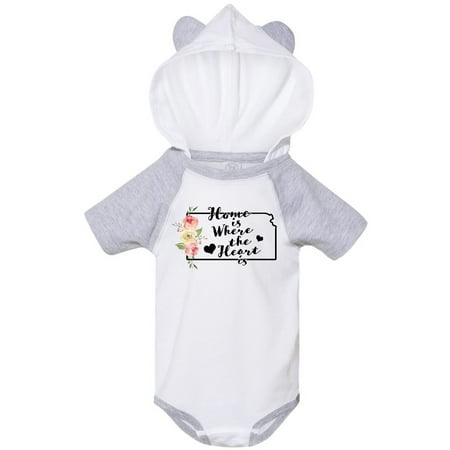 

Inktastic Kansas Home Where the Heart is with Watercolor Floral Gift Baby Boy or Baby Girl Bodysuit