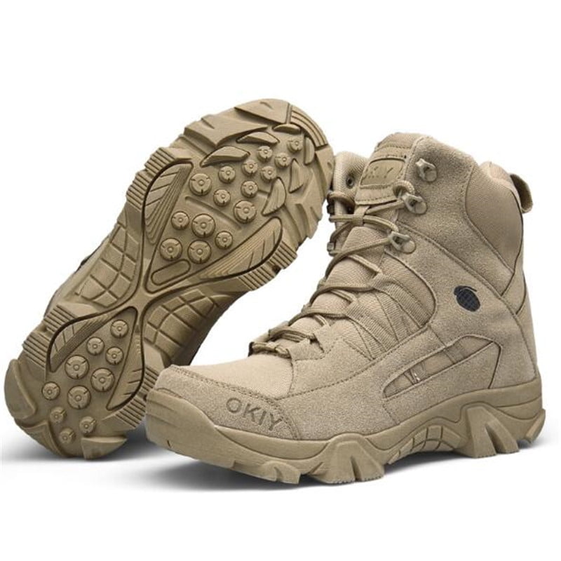 Mens Shoes Desert Military Lace Up Zipper Army Combat Ankle Boots High Top Shoes 