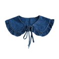 thumbnail image 2 of sunsanly Fake Collar Solid Color Ruffle Trim Lace-up False Collar Dress Shirt Collar Insert Removable Denim False Collar, 2 of 8