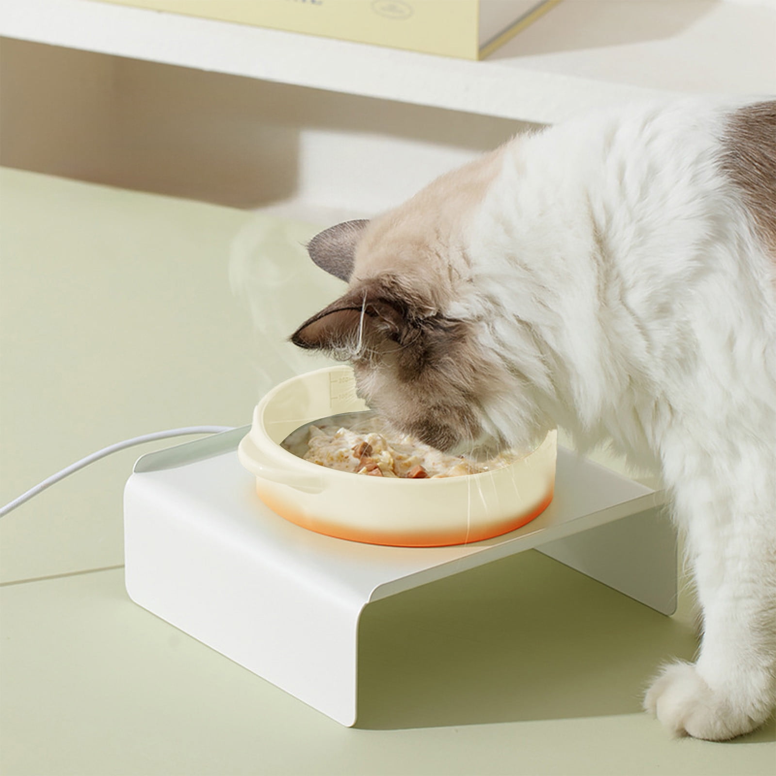 USB Heated Ceramic Pet Water Bowl for Cats and Dogs, Constant Temperature Warm Water Dish Winter Use, Thermostatic USB-Powered
