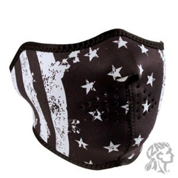 HALF MASK, NEOPRENE, BLACK & WHITE FLAG