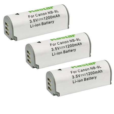 Kastar 3-Pack NB-9L Battery 3.5V 1200mAh Replacement for Canon NB-9L NB9L NB-9LH NB9LH Battery Canon CB-2LB CB-2LBE Charger Canon IXUS 1000 HS IXY 50S Camera
