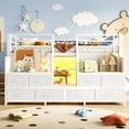 thumbnail image 4 of Harper & Bright Designs Twin Size Low Loft Bed with Storage Drawers and Shelves, Metal Loft Bed Frame with Lights, Light White, 4 of 15