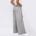 thumbnail image 3 of Women Fashion Solid Vertical Lace Up Wide Leg Pants Casual Everything Soft And Comfortable Yoga Pants Casual Dress Pants for Women with Pockets Women Casual Loose Long Bib Pants Wide Leg Jumpsuit Yoga, 3 of 6
