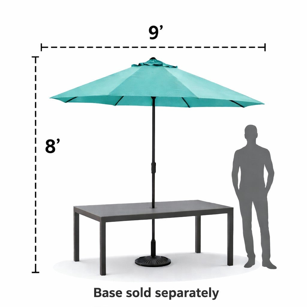 BrylaneHome Outdoor Tilt-And-Crank Umbrella With 8 Sturdy Steel Ribs Heavy Duty Fade-Resistant Tilting Shade Patio Garden Backyard Décor Pool Home