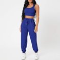 thumbnail image 3 of Chaleco Conjuntos cortos de 2 piezas para damas Cintura elástica Algodón Sin mangas Slim Fit Traje diario Cgtredaw Azul oscuro T L para Mujer, 3 of 6