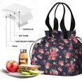thumbnail image 4 of Pioneer Flower Drawstring Lunch Bag Women - Drawstring Lunch Bag Insulated for Work Office - Stain-Resistant Large Lunchbags for Women with Multi-Pockets, 4 of 6