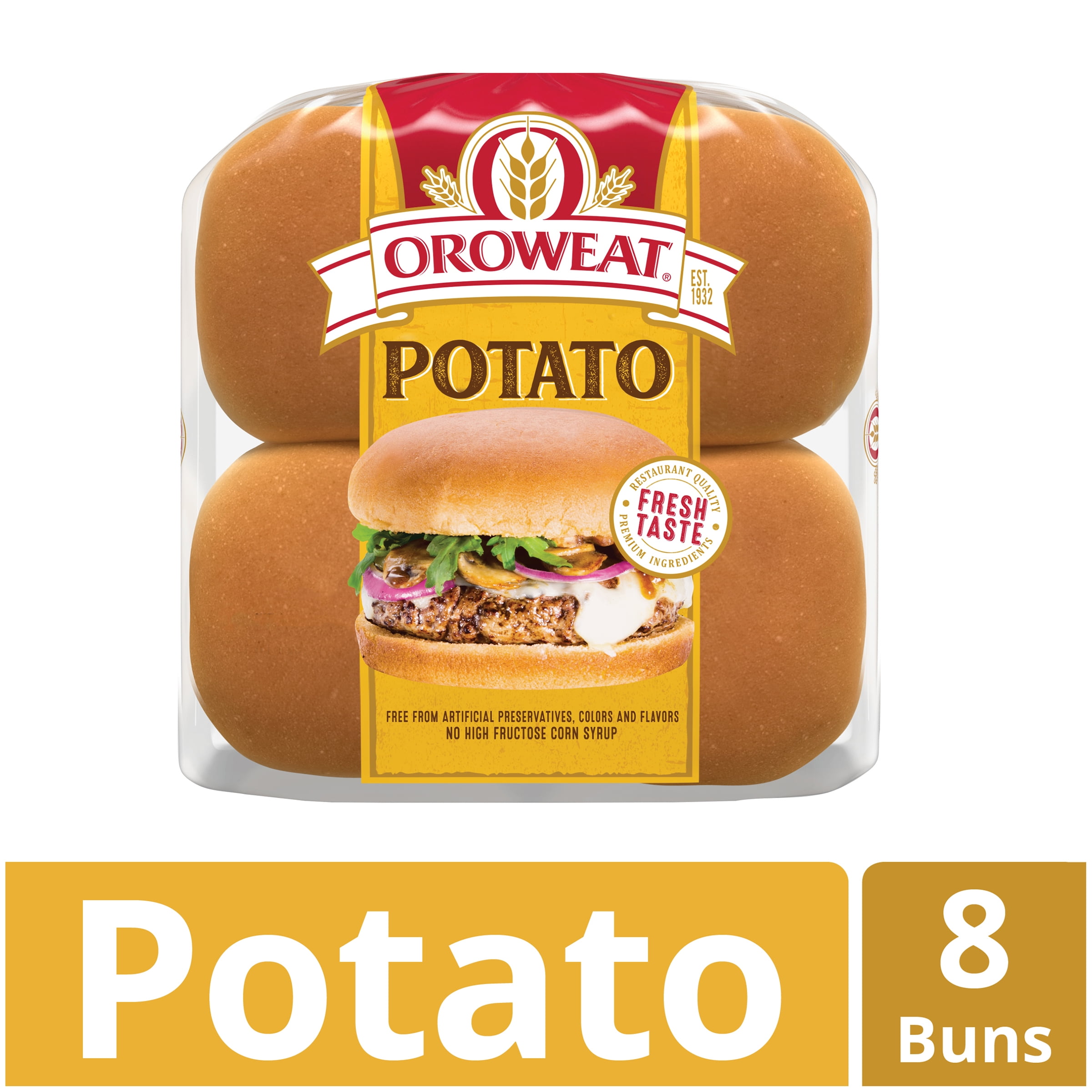 Oroweat Country Potato Sandwich Buns, Burger Size, 8 Buns, 16 oz