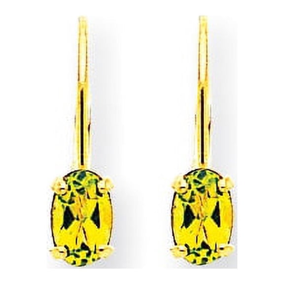 Primal Gold 14 Karat Yellow Gold 6x4mm Oval Peridot Leverback Earrings