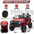 thumbnail image 4 of Joyracer 24V Ride on Toys Truck with Remote Control & 2 Seater, 4WD/2WD Switchable 800W Powered Ride on Car with Shovel Spring Suspension, 3 Speeds, Bluetooth Music, Red, 4 of 10