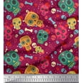 thumbnail image 1 of Soimoi Japan Crepe Satin Fabric Dot,Bone & Skull Printed Fabric 1 Yard 42 Inch Wide, 1 of 1
