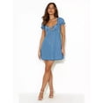 thumbnail image 4 of New Spring/Summer Denim Dress with Hollowed-out Chest, Tie-up, and Puff Sleeves, 4 of 5