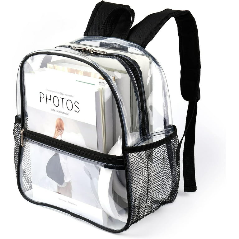  Clear Mini Backpack Stadium Approved 12x12x6 Small Transparent  Backpacks Plastic See Through Bag for Work Festival Security Travel