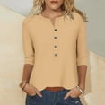thumbnail image 2 of Ashirexll Womens Casual Tops, Tops for Women Trendy, Button V Neck 3/4 Sleeve T Shirt Loose Top for Ladies Casual and Fashionable Tops, 2 of 6