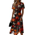 thumbnail image 2 of Women's Halloween Cosplay Dresses V-Neck Short Sleeve Halloween Print Dress for Halloween Themed Party, 2 of 5