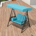 thumbnail image 2 of PURPLE LEAF 2-Seat Deluxe Outdoor Patio Porch Swing with Weather Resistant Steel Frame, Adjustable Tilt Canopy, Cushions and Pillow, Turquoise Blue, 2 of 10