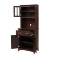 thumbnail image 2 of Home Source Espresso Microwave Stand with Top and Bottom Cabinets, 2 of 6