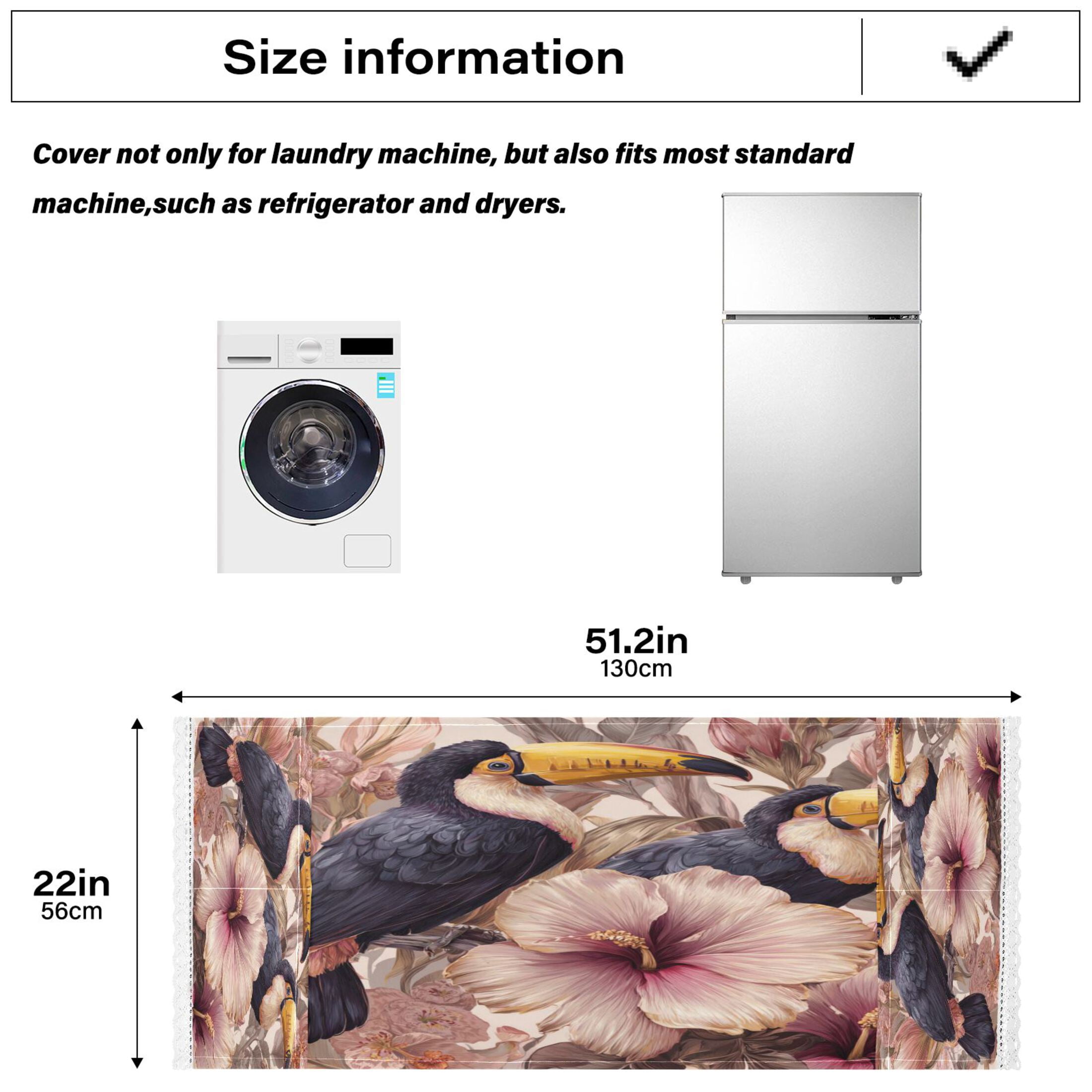 Wobogo Pink Flower Toucan Washing Machine Cover Dustproof Washer Dryer Cover Waterproof Laundry Room Decorative Protector