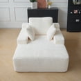 thumbnail image 2 of Magic Home Oversized Chaise Lounge Chair Indoor Furniture with Back Cushion, Pillows, Cloud Plush Corduroy Upholstered Sofa Bed for Living Room, Bedroom, No Assembly Required, Beige, 2 of 11