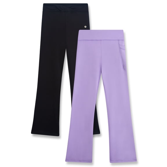 RBX Girls Leggings - 2 Pack Stretchy Girl Flare Leggings with Pockets Yoga Pants for Girls (7-16)