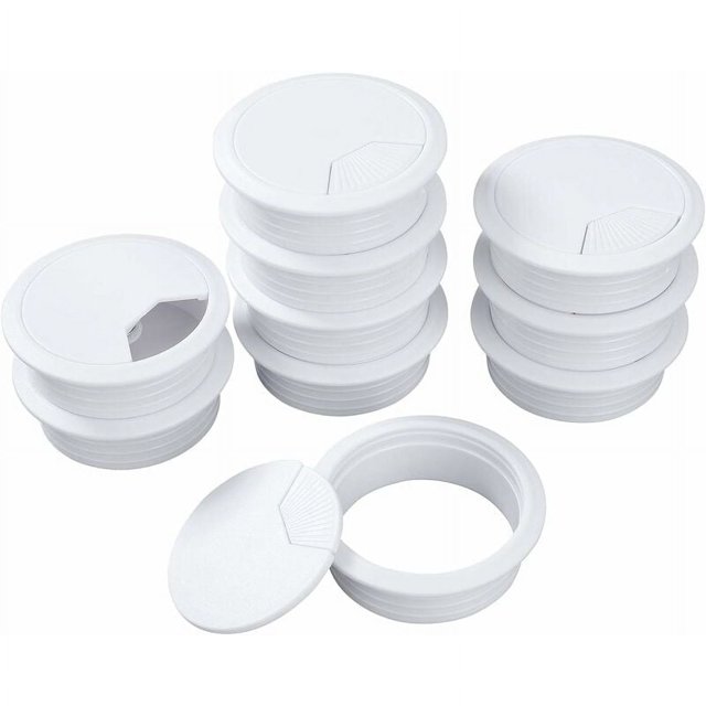 Jinsinto White Desktop Cable Wire Grommets Plastic Grommet Cord for Desktop PC Computer 60mm 10 Pieces,-