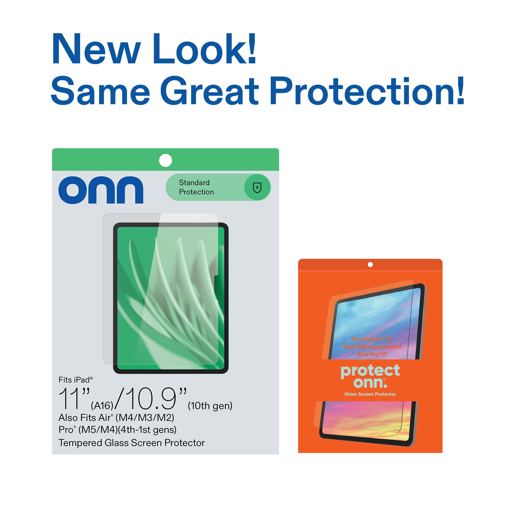 (2 pack) onn Glass Screen Protector for iPad (A16), iPad (10th generation) / iPad Air 11\" (M4, M3, M2) / iPad Pro 11\" (M5, M4, 1st, 2nd, 3rd, 4th generation) / iPad Air (4th, 5th generation)