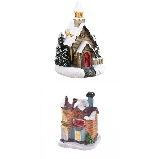 Feelfreeau 2 figuras de casa iluminadas pequeñas para regalar en festivales navideños EstiloJ