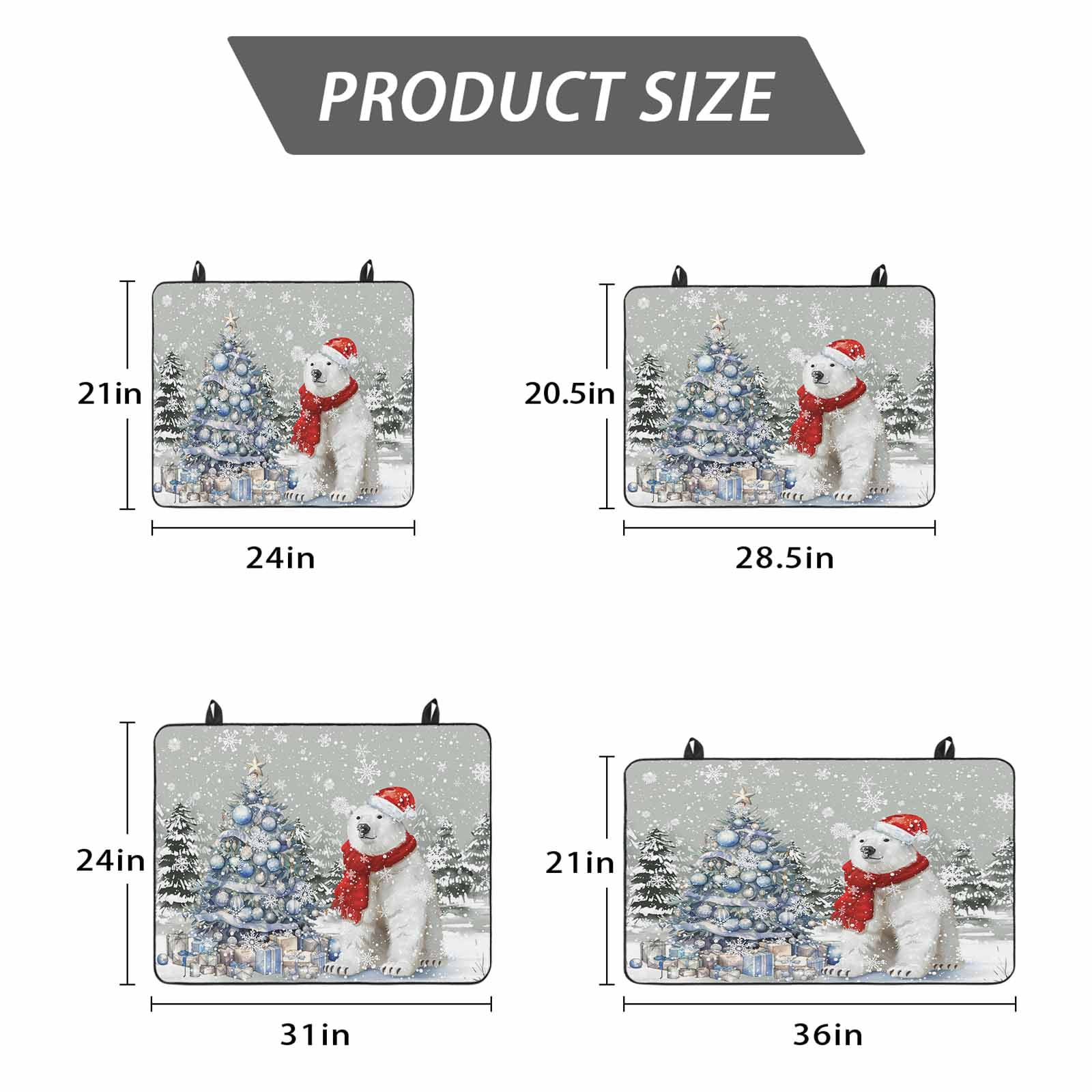 Gray Bear Christmas Stove Top Cover for Electric Stove, Heat-proof & Non Slip Glass Top Stove Cover Protector, Xmas Tree Snowflake Kitchen Flat Cooktop Rubber Mat 24x21 Inches