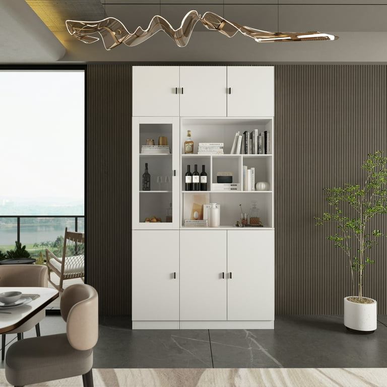 Nordic Solid Wood Bookcase Modern Simple Porcelain Cabinet Glass Door  Storage Cabinet Study Storage Cabinet Living Room Display Cabinet Wine  Cabinet