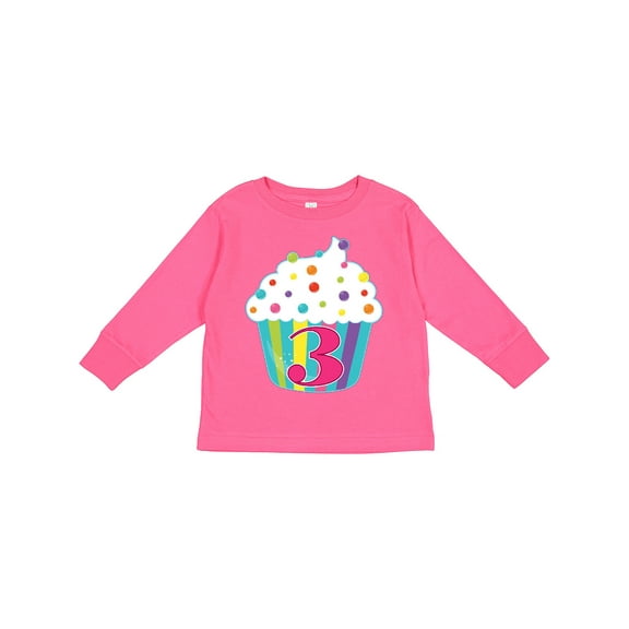 Inktastic 3rd Birthday Cupcake Boys or Girls Long Sleeve Toddler T-Shirt