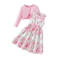 thumbnail image 3 of CUZIBR Kids Seasonal Dress Girls With Solid Color Jacket Floral Pattern Sleeveless Long Sleeve Dress Outfit Sets Fall Clothes Sets,Red,9-10 Years, 3 of 9