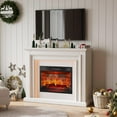 thumbnail image 6 of BOSHIRO 44" LED Electric Fireplace with Mantel, White Entertainment Center with 23" Red Brick Insert for Living Room or Bedroom, 6 of 8