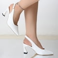 thumbnail image 6 of Womens Closed Toe Ankle Strap Heels Pointed Toe Pumps Shoes Slingback High Heel Wedding Dress Pumps Low Heel Dress Shoes for Women White Women Sandal, 6 of 9