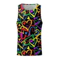 thumbnail image 3 of Men's Tank Tops Spring Festive Carnival Sleeveless Heart Print O Neck Vest Tshirts Streetwear, 3 of 4