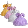 thumbnail image 3 of AJZIOJIRO Kids Toddler Flower Girls Wedding Tulle Dresses Baby Maxi High Low Gown Dance Tulle Tutu Princess Dress 2-10T, 3 of 9