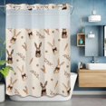 thumbnail image 6 of Spring Easter Rabbit No Hooks Shower Curtain with Snap-in Liner Carrot Bow Linen Texture Shower Curtains for Bathroom, Waterproof, Easy Install, Washable 48"x72", 6 of 9