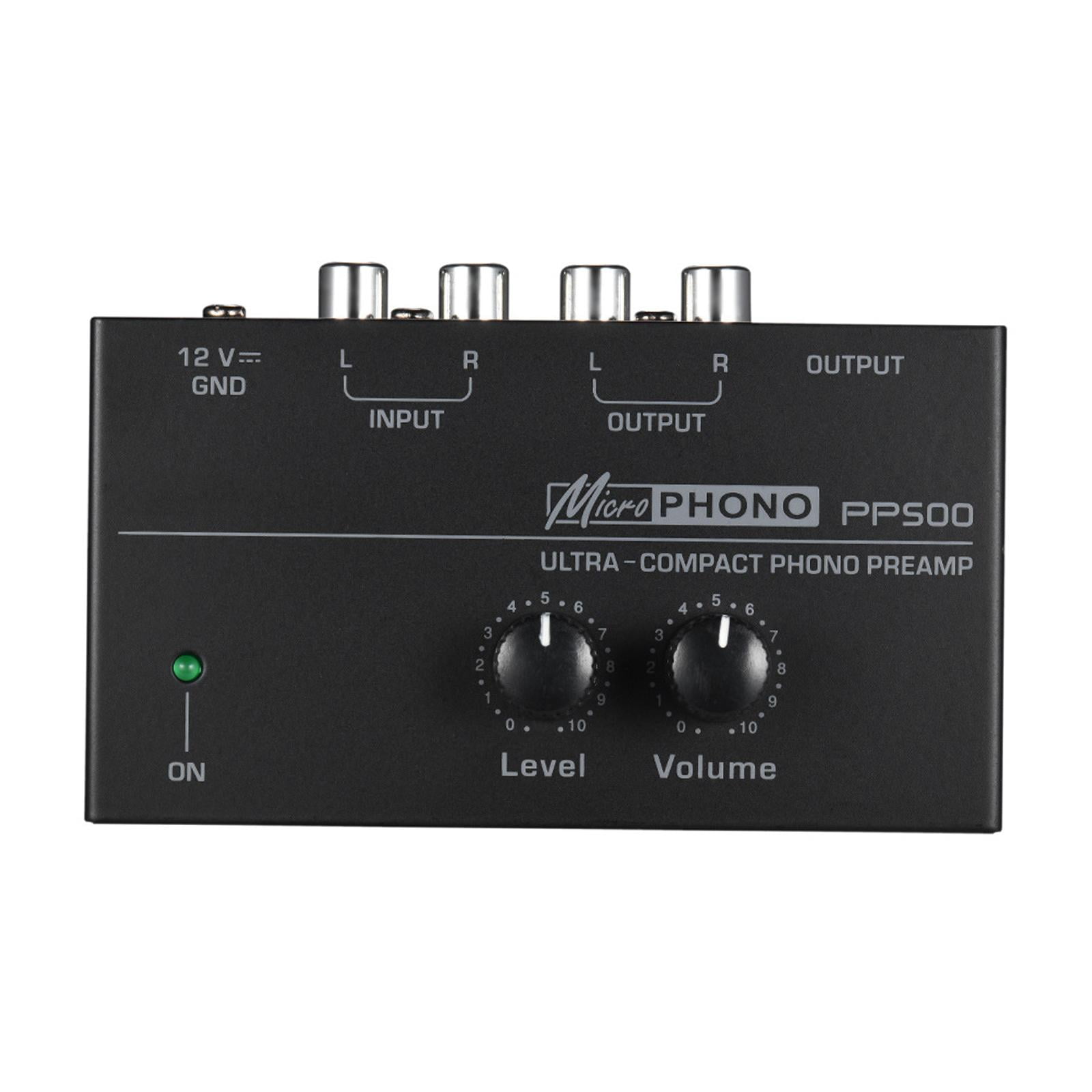 PP500 Phono Turntable Preamp Input /TRS Output Stereo with DC 12V Adapter with Level Volume Control Mini Low Noise Pre