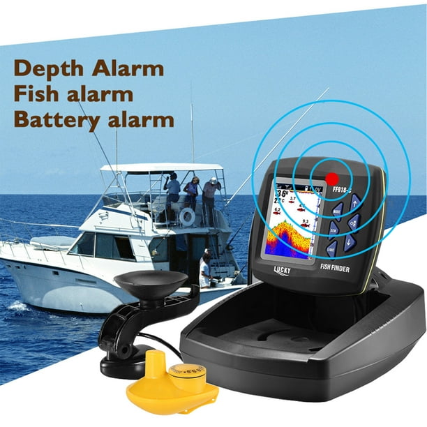 LUCKY Portable Fish Finder Wireless Sonar Sensor Fishing Depth Finder  Locator Fishfinder with Wired Transducer for Boat Kayak Fishing 