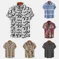 thumbnail image 5 of Mens Fashion 3D Decorative Pattern Button Shirts Ethnic Style Short-sleeved Tops, 5 of 7